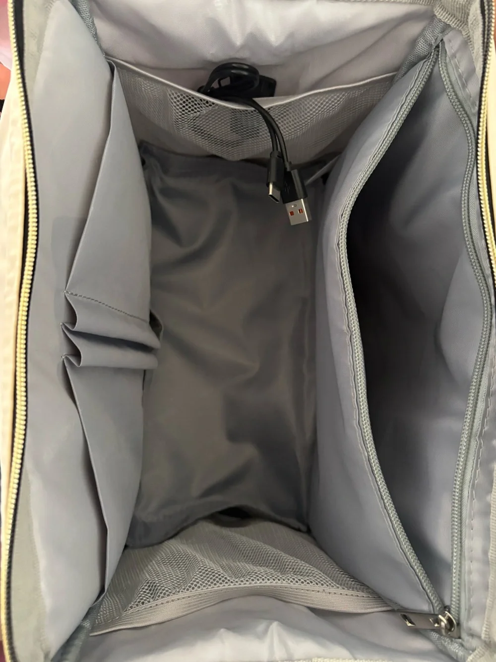 Two-Tone Black and Cream Women's Baby Bag Backpack